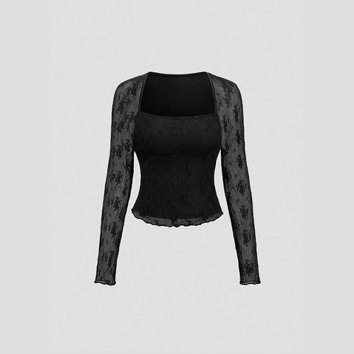 Damen Blumengemusterte Spitzenbluse EB