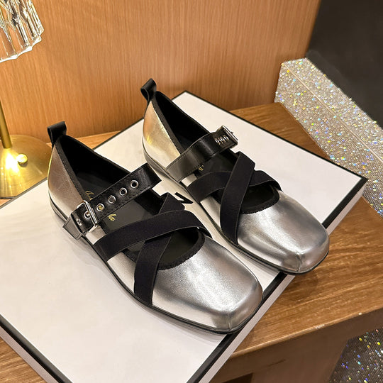 Damen Komfortable Ballerinas mit verstellbarem Riemendesign EB