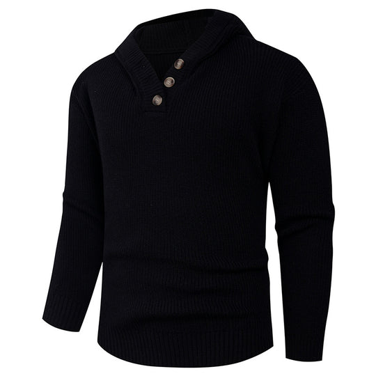 Herren Strickpullover mit hochabschließendem Kragen und Knopfdetails EB