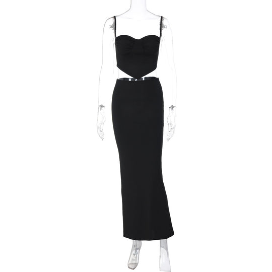 Damen Etuikleid mit raffinierten Cut-Outs und trägerlosem Oberteil EB