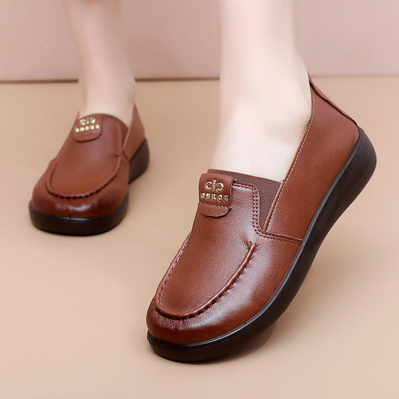 Damen Slip-On Halbschuhe aus Leder mit elastischem Innenbereich EB