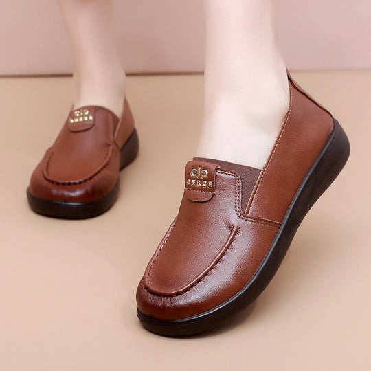 Damen Slip-On Halbschuhe aus Leder mit elastischem Innenbereich EB