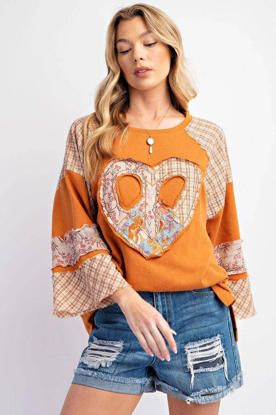 Damen kreatives Sweatshirt mit Patchwork-Design EB