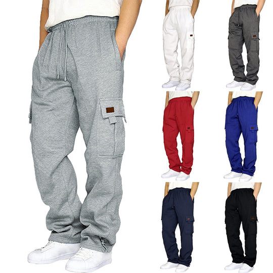 Herren nan konisch zulaufende Sweat-Cargohose mit elastischem Bund, Kordelzug und Klappentaschen EB