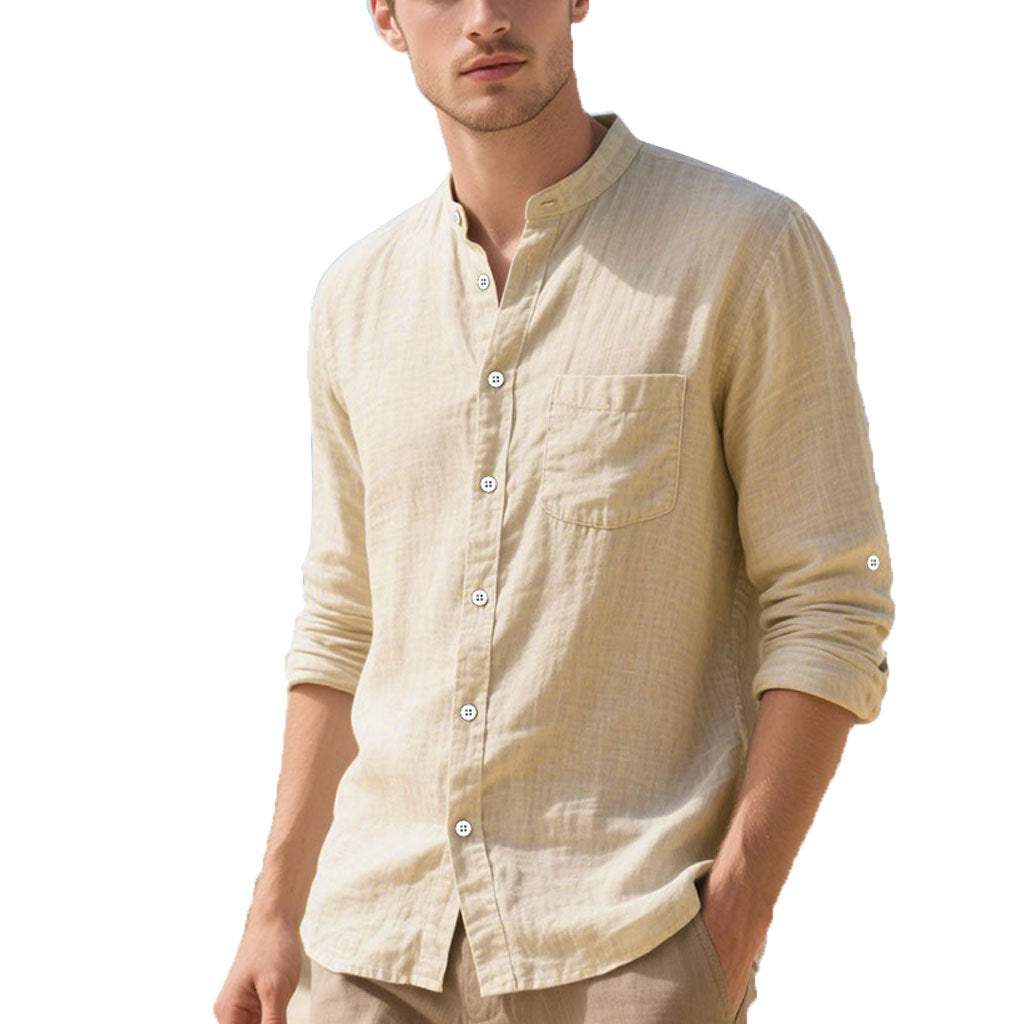 Herren Hemd im eleganten Henley-Stil mit strukturierter Baumwolle EB
