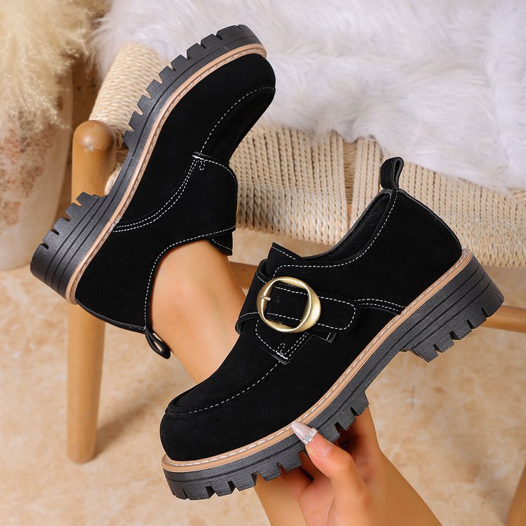 Damen Schnürschuhe mit modischem Riemen und robustem Profil EB