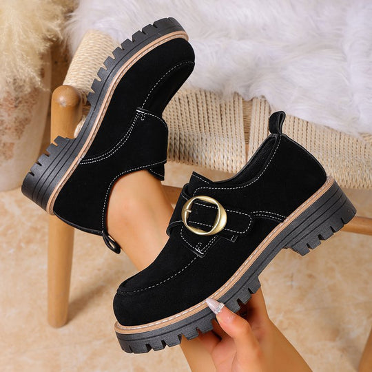 Damen Schnürschuhe mit modischem Riemen und robustem Profil EB