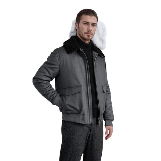 Herren kuschelweiche Winterjacke mit Teddykragen und aufgesetzten Taschen EB