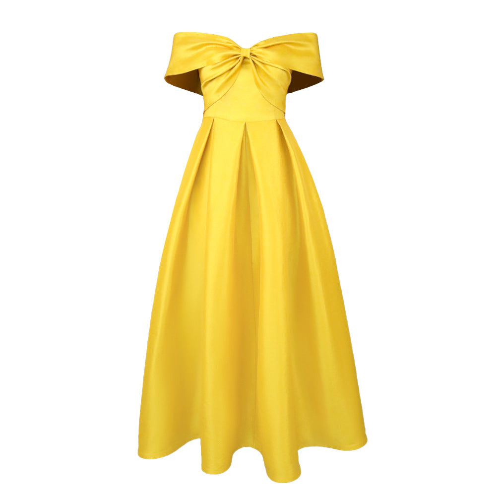 Damen Hochwertiges Abendkleid mit schulterfreiem Design und elegantem Saum EB