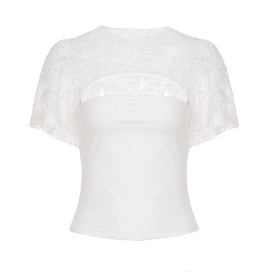 Damen Spitzenbluse mit Cut-Outs EB