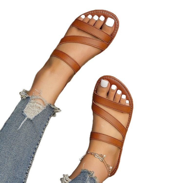 Damen Komfortable Riemensandalen mit mehreren geflochtenen Riemen EB