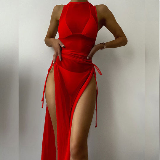 Damen Strandkleid mit raffinierten Schnürdetails EB