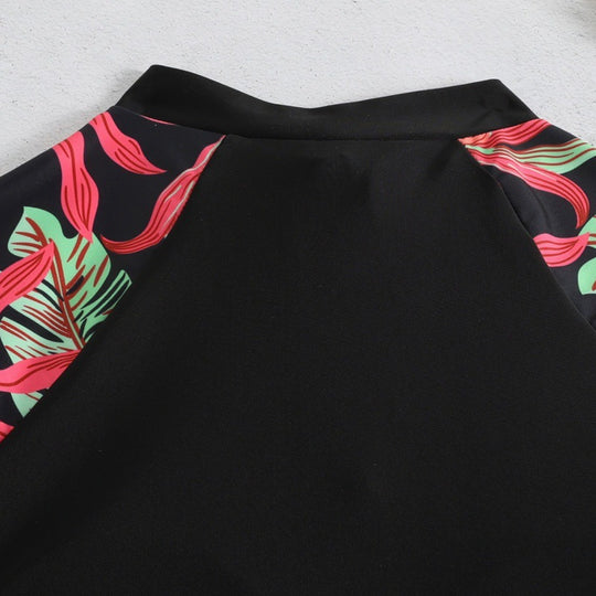Damen Sportlicher Einteiler mit kurzem Ärmel und floralem Design EB