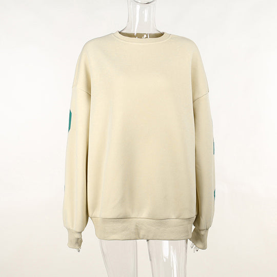 Damen Oversize-Sweatshirt mit College-Print und Raglanärmeln EB