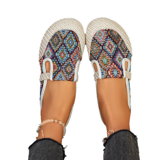 Damen komfortable und modische Clogs mit buntem Jacquard-Muster EB