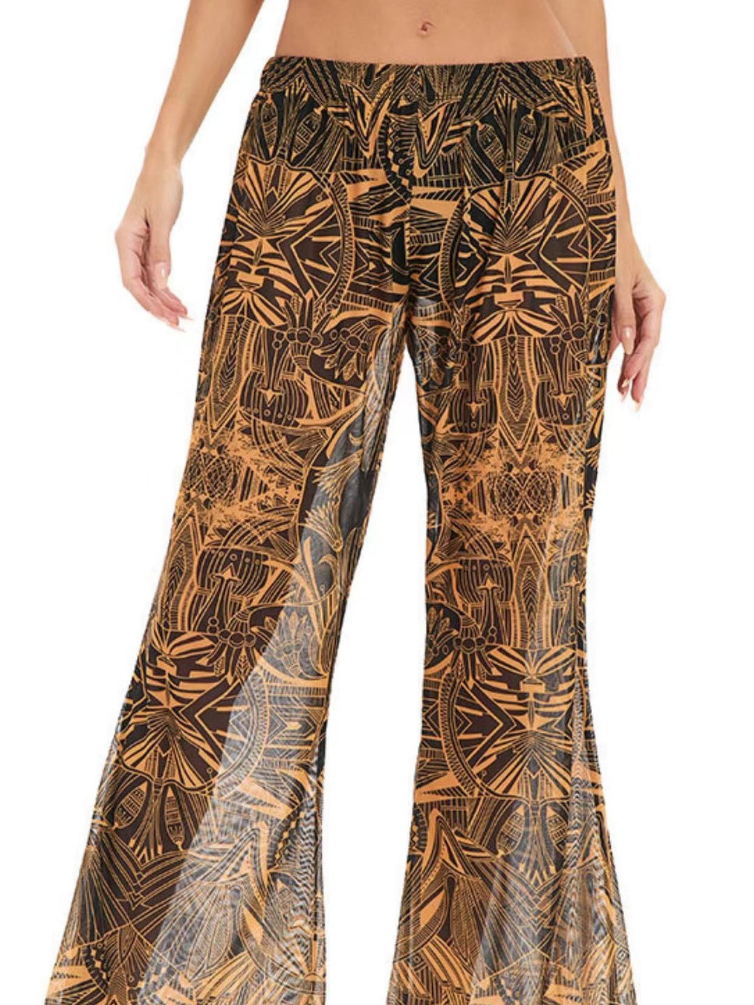 Damen Elegante Strandhose mit floralem Muster EB