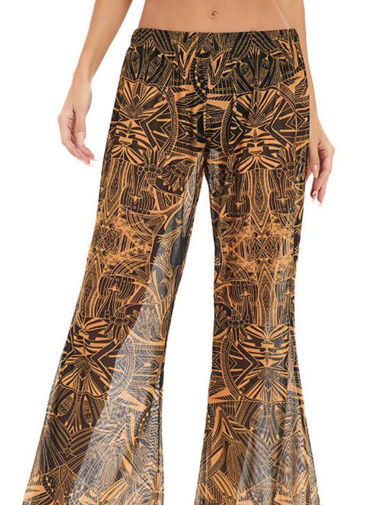 Damen Elegante Strandhose mit floralem Muster EB