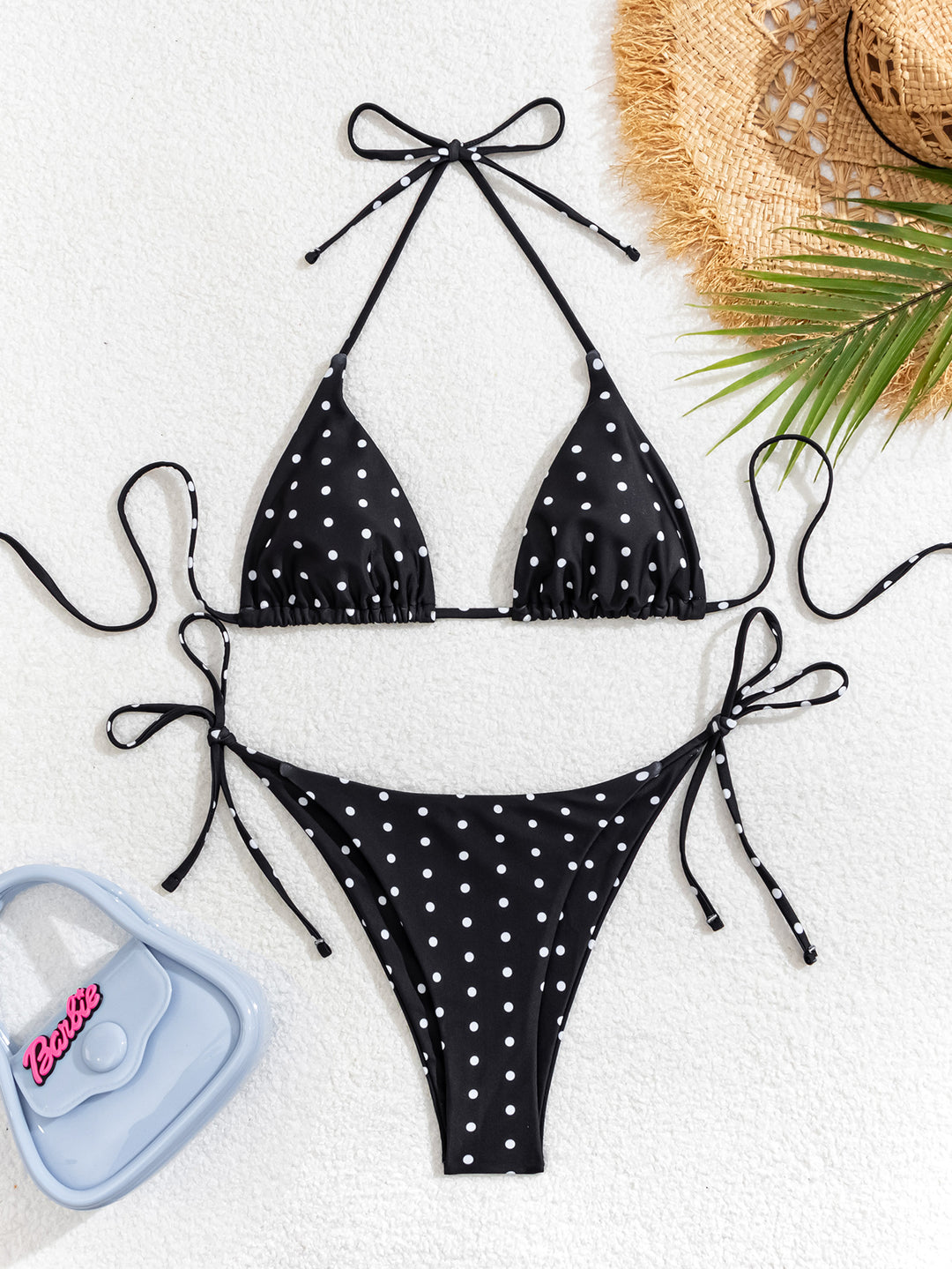 Damen Triangel-Bikini mit Punkten und verstellbaren Bändern EB