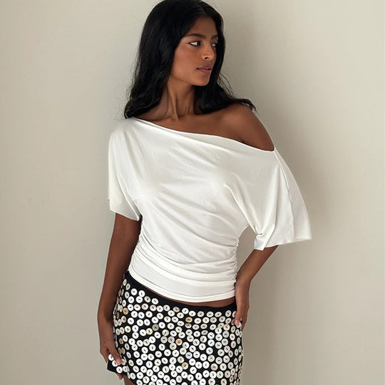 Damen Off-Shoulder Oberteil mit Drapierung EB