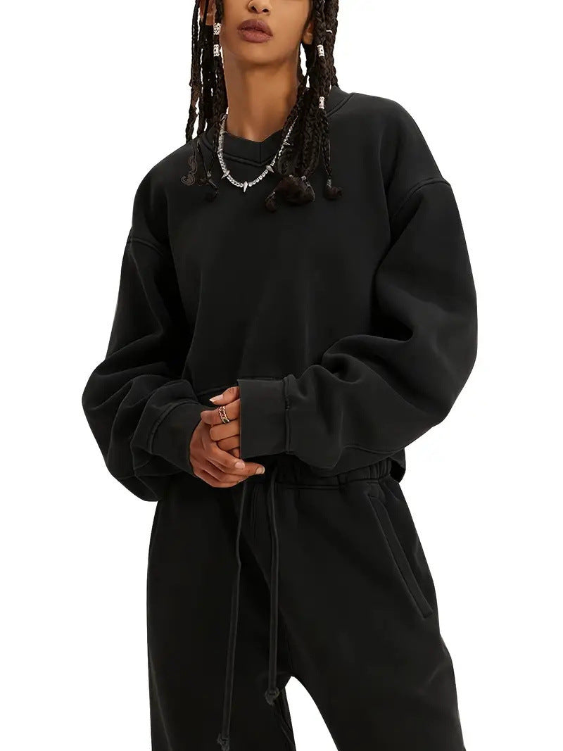 Damen Boxy-Sweatshirt mit überschnittener Schulter, verlängertem Rückenteil und brushed Fleece Eichborn Berlin