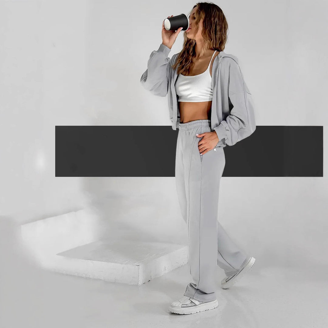 Damen Sportliches Oversized Sweatshirt und Jogginghose Set EB