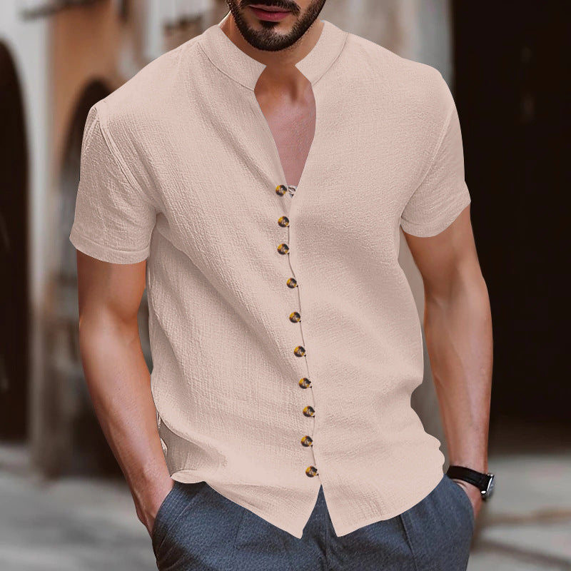 Herren Kurzarmhemd mit modernen Knopfdetails EB
