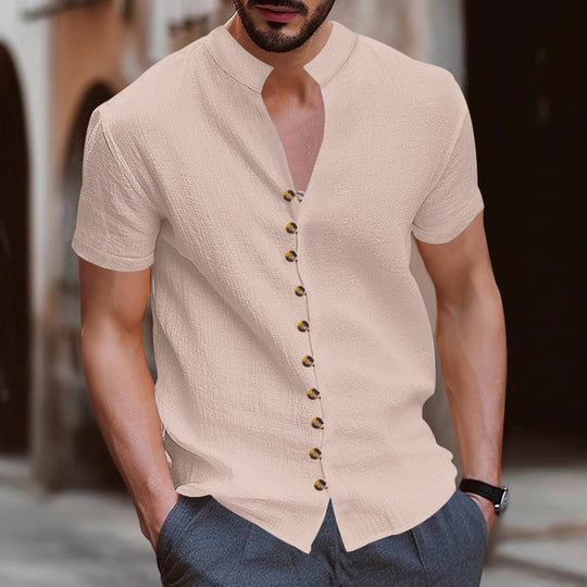 Herren Kurzarmhemd mit modernen Knopfdetails EB