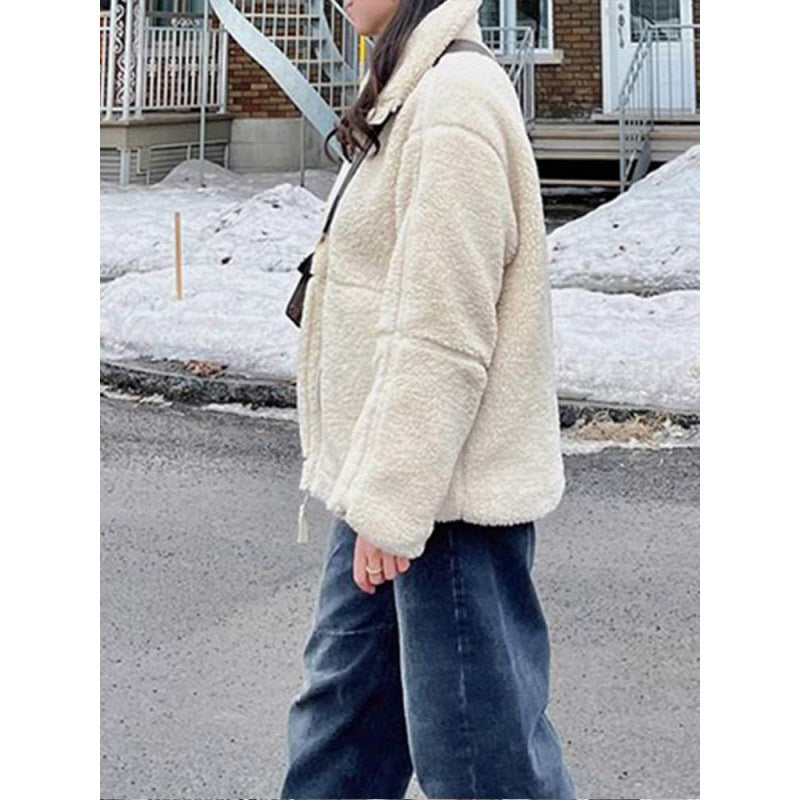 Damen Fleecejacke mit hochschließendem Kragen und Taschen EB