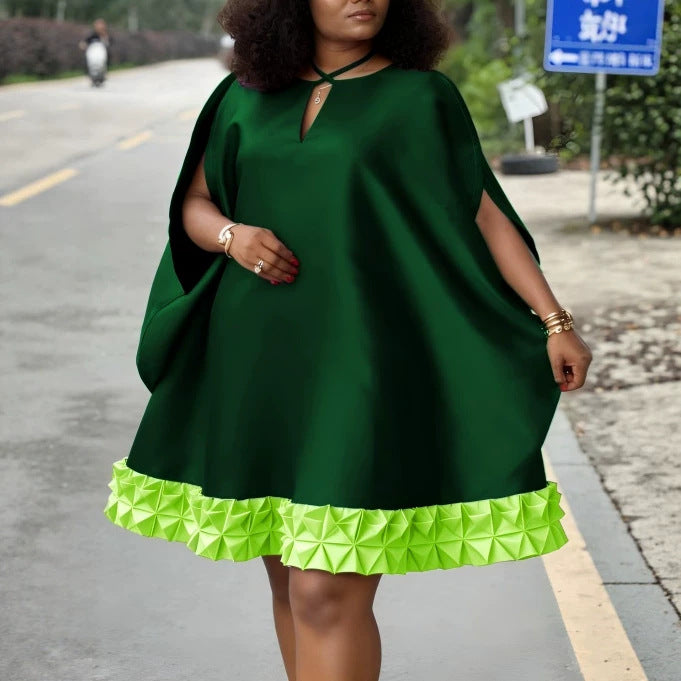 Damen Elegantes Kaftan-Kleid mit dekorativem Faltenbesatz EB