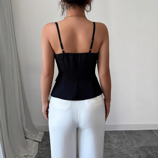 Damen Tailliertes Blusentop mit Knopfverschluss EB