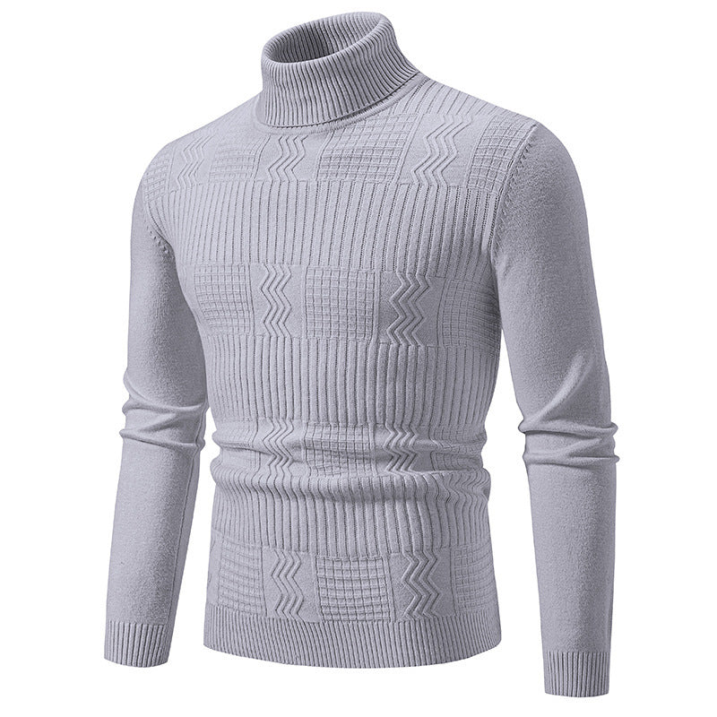 Herren nan strukturierter Rollkragenpullover aus feinem Strickmix mit körpernaher Passform EB