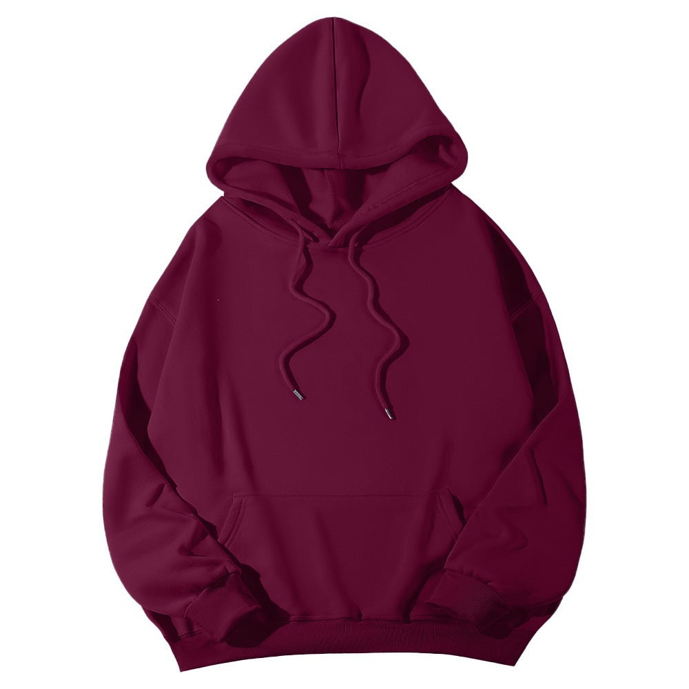 Unisex minimalistischer Kapuzenpullover mit verlängertem Rücken und Kängurutasche EB
