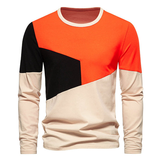 Herren Langarmshirt mit modischem Farbblockdesign und hochwertiger Baumwolle EB
