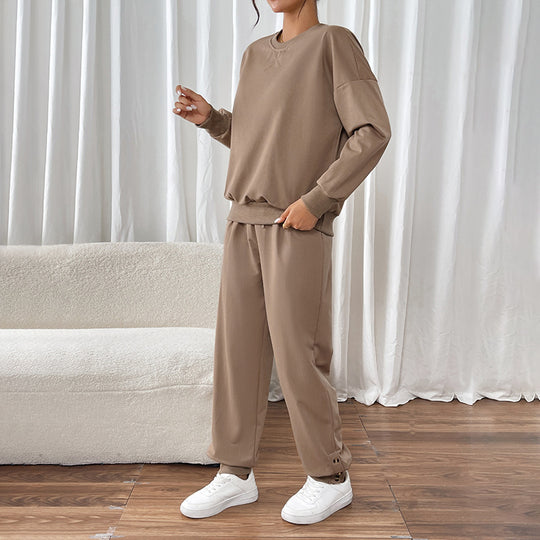 Damen sportliches Sweatshirt- und Jogginghose-Set mit elastischem Bund EB