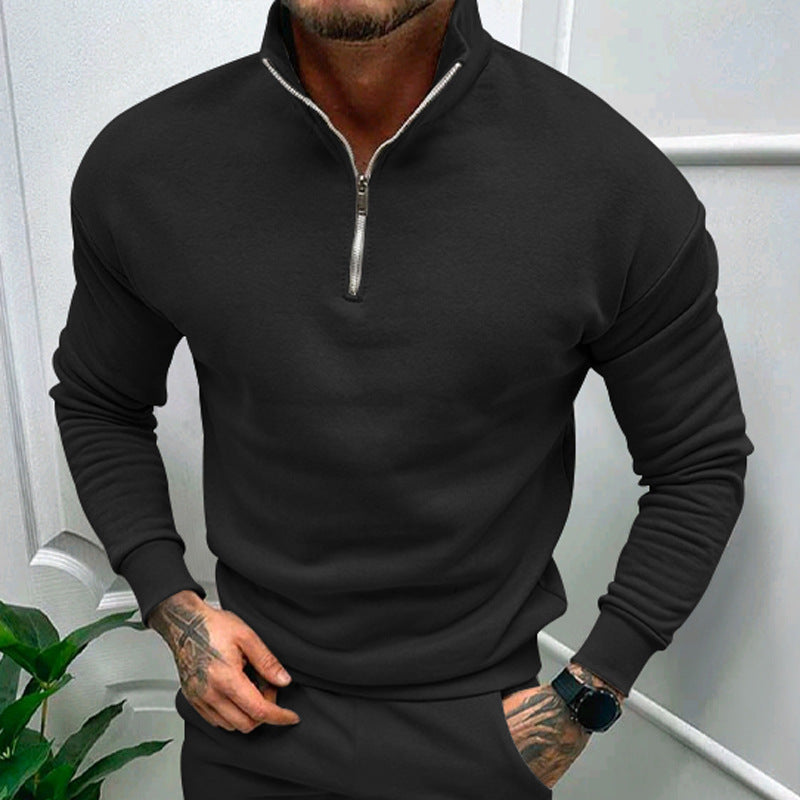 Herren eleganter Pullover mit Kragen und praktischem Reißverschluss EB