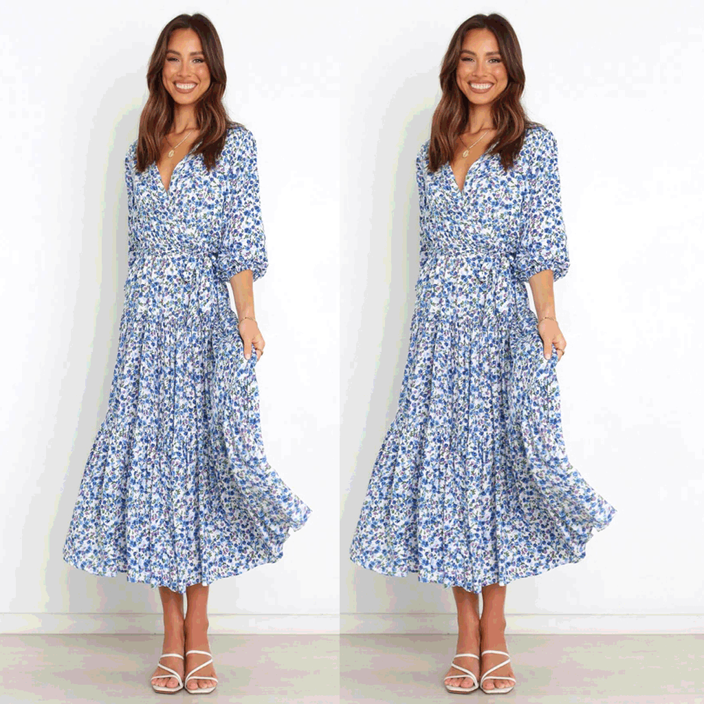 Damen Sommerliches Maxikleid mit freiem Dekolleté und floralem Muster EB