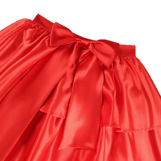 Damen Eleganter voluminöser Rock mit Rüschendetails und Taillengürtel EB