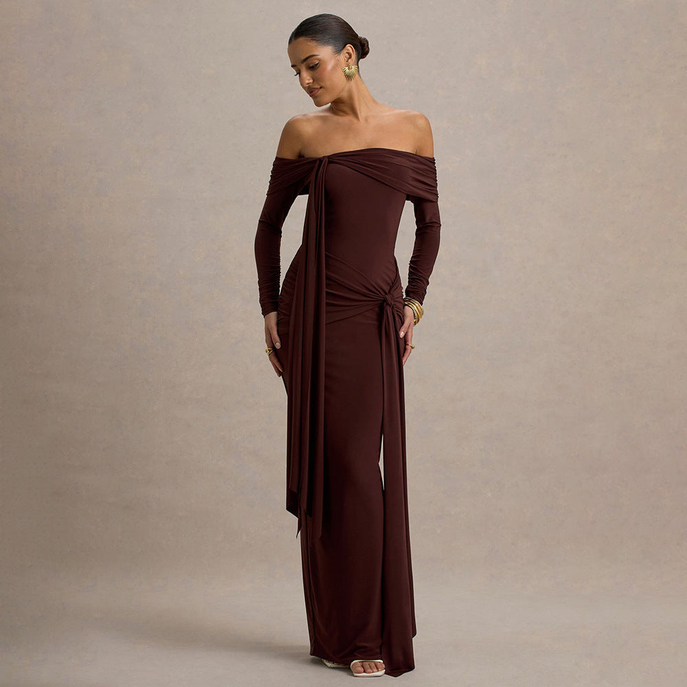 Damen Elegantes Off-Shoulder Abendkleid mit drapierter Silhouette EB