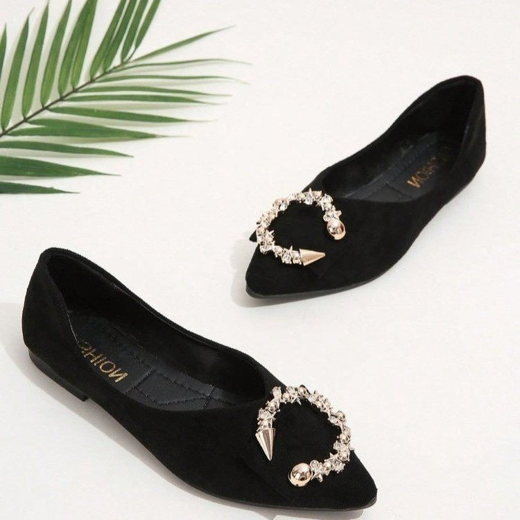 Damen Ballerinas mit funkelndem Schmuckelement EB
