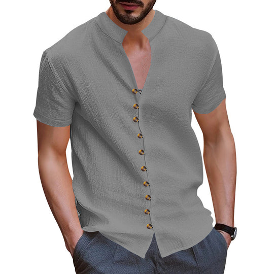 Herren Kurzarmhemd mit modernen Knopfdetails EB