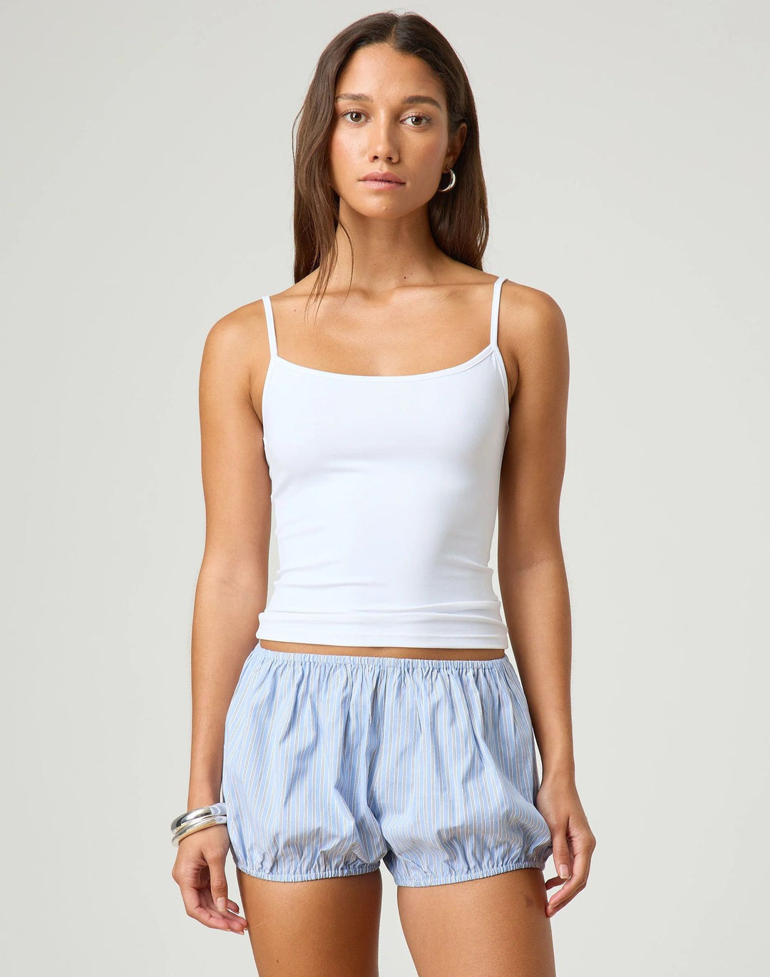 Damen entspannte Shorty-Pyjama-Set mit zartem Streifenmuster EB