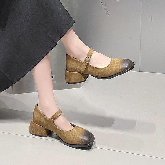 Damen elegante Mary Jane-Blockabsatzschuhe mit modischen Schnallen EB