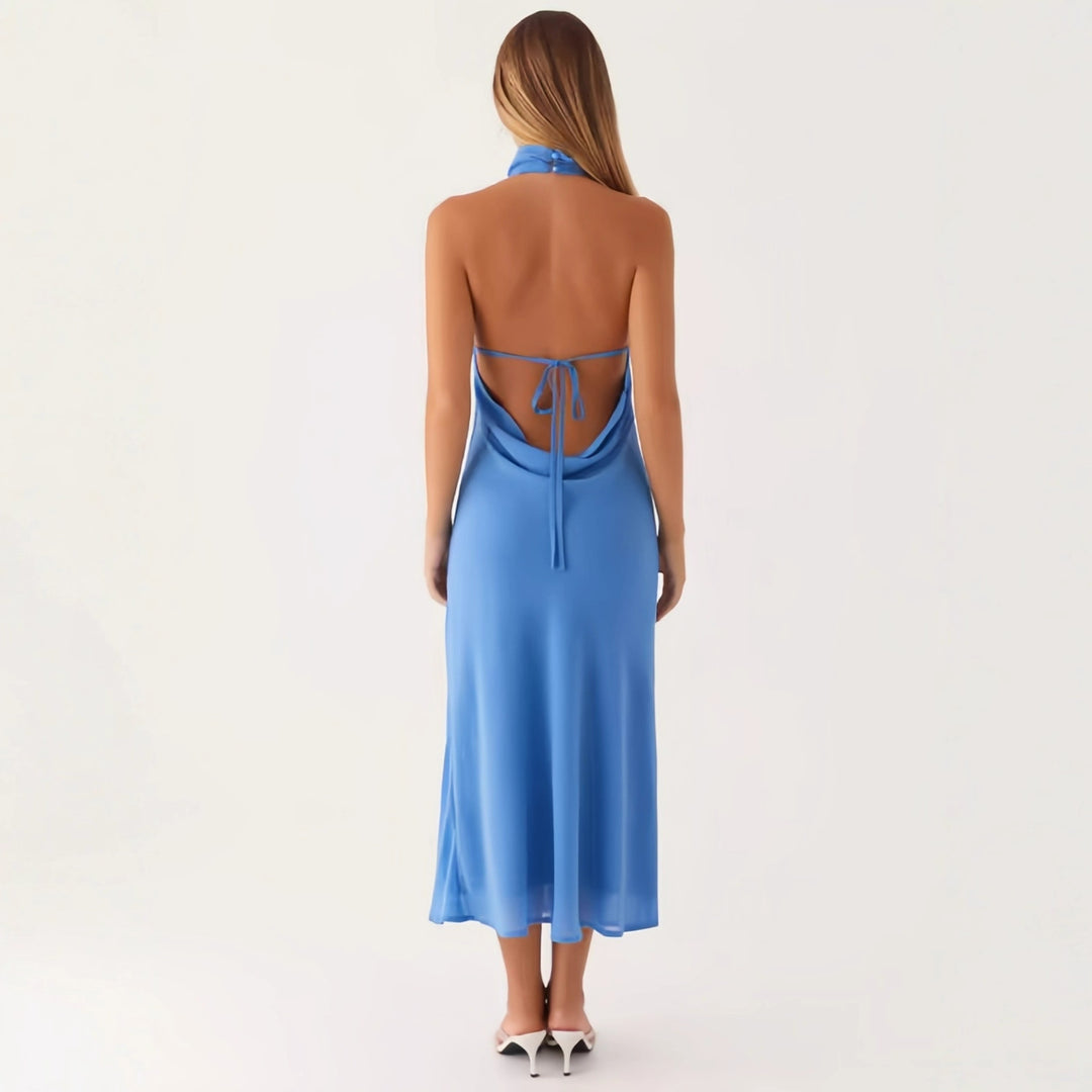 Damen elegantes Maxikleid mit halber Höhe und schmalem Schnitt EB