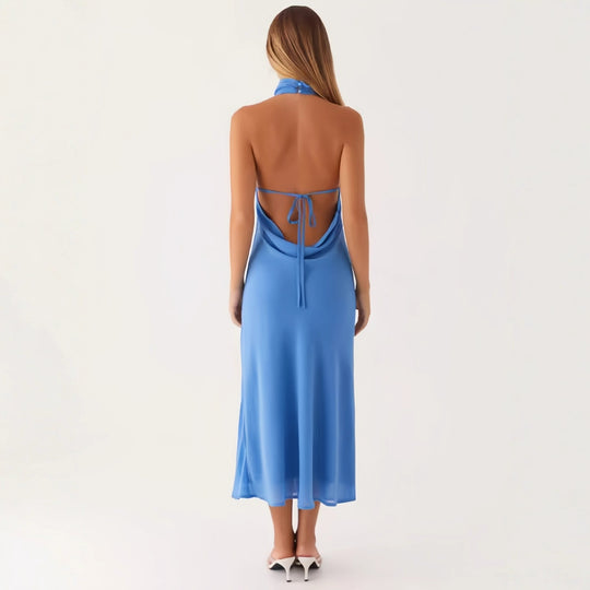 Damen elegantes Maxikleid mit halber Höhe und schmalem Schnitt EB