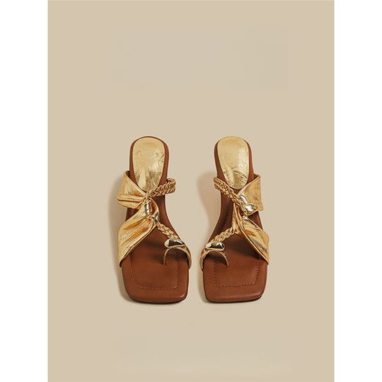Damen trendige Schluppen-Sandalen mit blockiertem Absatz EB