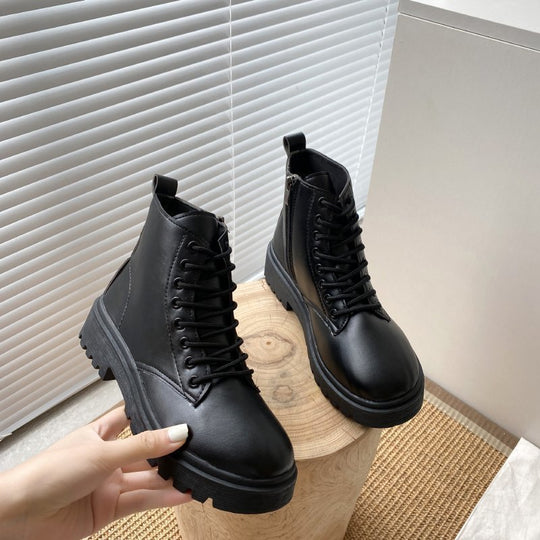 Damen modische Schnürstiefeletten mit robustem Profil EB