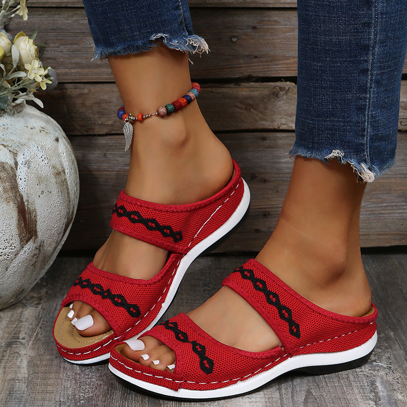 Damen bequeme und luftige Sandalen mit elastischem Riemendesign EB
