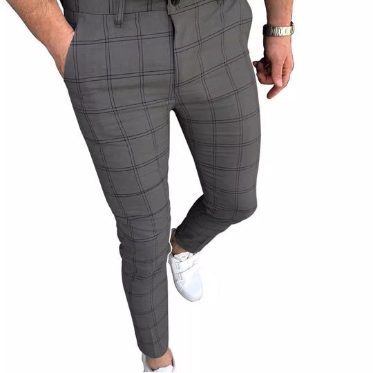 Damen Slim-Fit Karohose mit elastischem Bund und modischem Design EB
