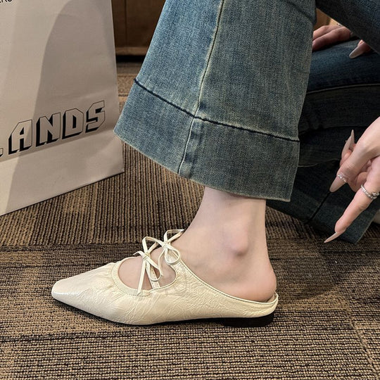 Damen elegante Slipper mit dekorativer Schnürung EB