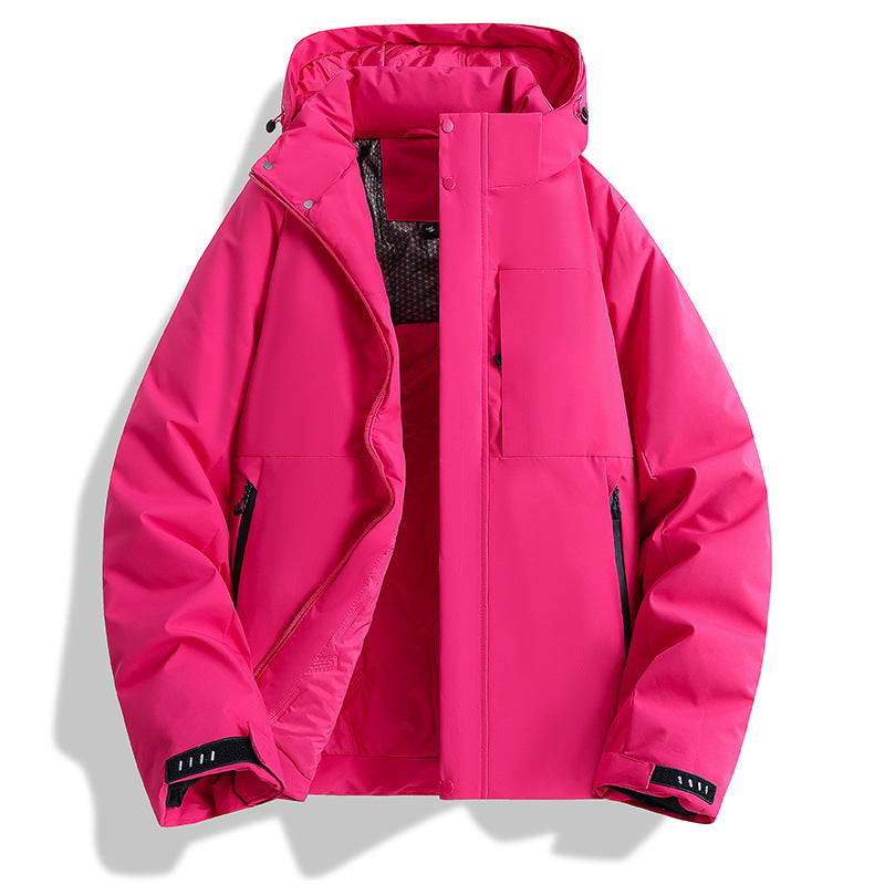 Damen wattierte Kapuzen-Outdoorjacke mit winddichter Membran und isolierendem Thermofutter EB